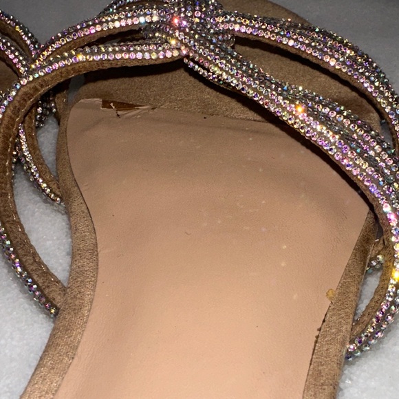 INC International Concepts Women's Sandals with Tan and Rhinestone Cross Straps - Picture 3 of 6